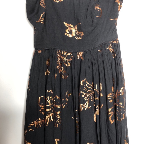 Free People Baja Babe Midi Dress Black Gold Small. Good condition. - Picture 3 of 10
